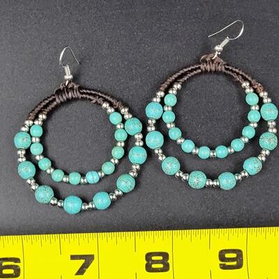 FAUX TURQUOISE HOOP EARRINGS