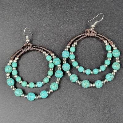 FAUX TURQUOISE HOOP EARRINGS