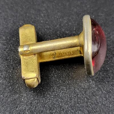RED AND GOLD TONED CUFF LINKS - BRANDED