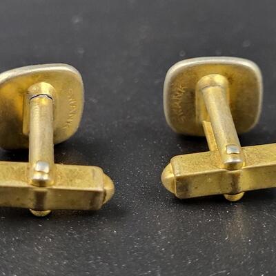 RED AND GOLD TONED CUFF LINKS - BRANDED