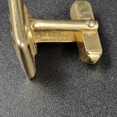RED AND GOLD TONED CUFF LINKS - BRANDED