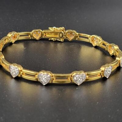 .925 UNDER GOLD TONED HEART SETA BRACELET