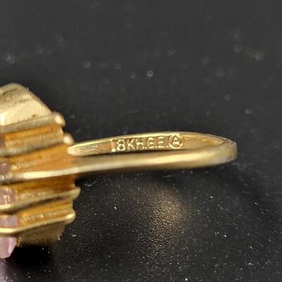 18K HGE GOLD RING W/ PINK STONE  *RESALE LADY FAVORITE*