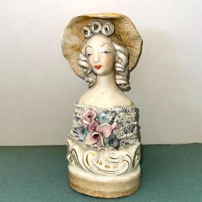 AA VINTAGE MARBLE TABLE CLOCK & LADY FIGURINE BY CORDEY