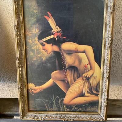 AA  PAIR OF REPRINTS INDIAN MAIDENS GOLD FRAMES