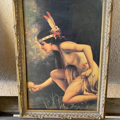 AA  PAIR OF REPRINTS INDIAN MAIDENS GOLD FRAMES
