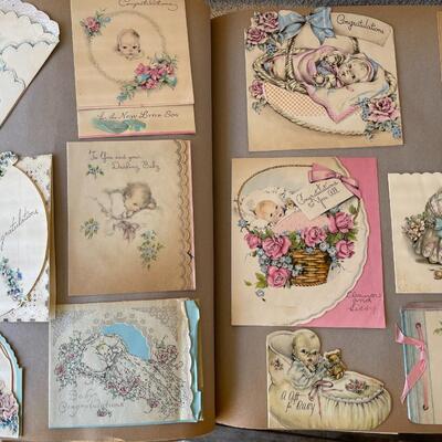 AA  VINTAGE SCRAPBOOK FILLED WITH ONE WOMAN'S LIFETIME OF GREETING CARDS