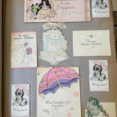 AA  VINTAGE SCRAPBOOK FILLED WITH ONE WOMAN'S LIFETIME OF GREETING CARDS