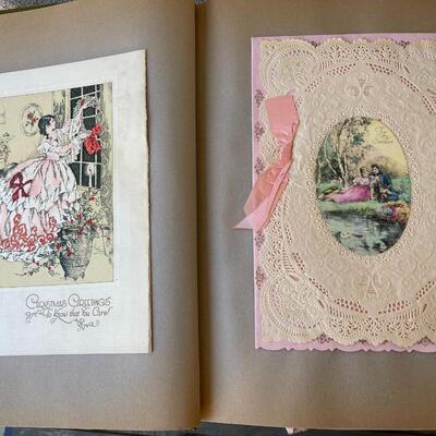 AA  VINTAGE SCRAPBOOK FILLED WITH ONE WOMAN'S LIFETIME OF GREETING CARDS