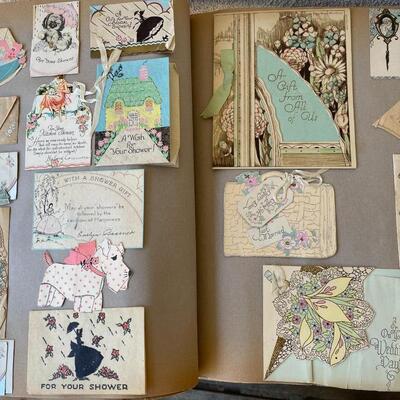 AA  VINTAGE SCRAPBOOK FILLED WITH ONE WOMAN'S LIFETIME OF GREETING CARDS