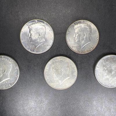 1964 Kennedy Half Dollar Lot of 5