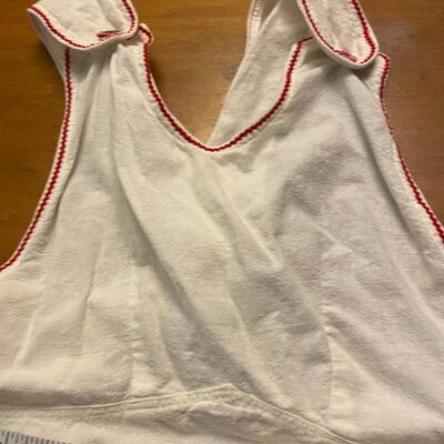 Vintage Red and White Apple [ockets Apron Smock homemade tea towel material