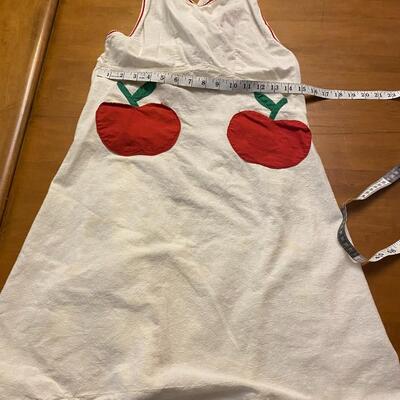 Vintage Red and White Apple [ockets Apron Smock homemade tea towel material