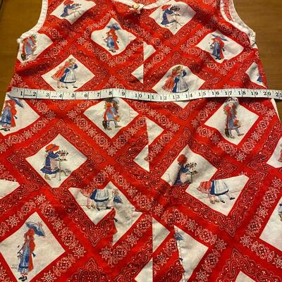 Red Vintage Holly Hobby Smock Apron Handmade