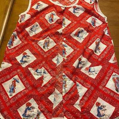 Red Vintage Holly Hobby Smock Apron Handmade