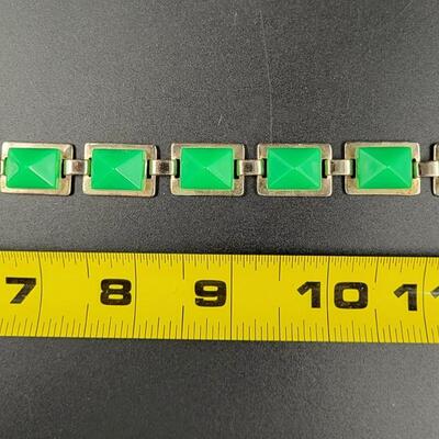 VINTAGE METAL & GREEN ECLECTIC BRACELET