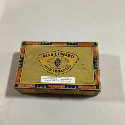 King Edward cigar box with stamp collection