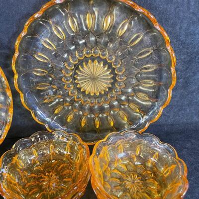 Lot 5. Vintage Amber Glass Dish Set