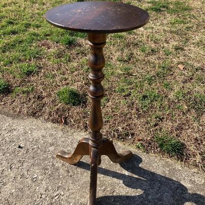 Antique Wood Candle Stand Side Table 11 1/2â€ across x 21 1/2â€ high
