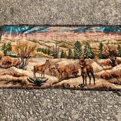 Antique Tapestry with Deer 20â€ x 40â€