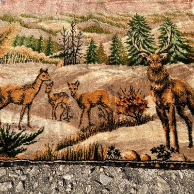 Antique Tapestry with Deer 20â€ x 40â€