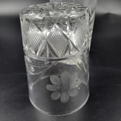 BRILLIANT CUT GLASS SET OF 2 FLOWERS
