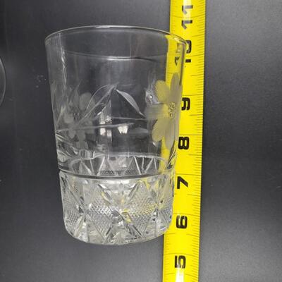 BRILLIANT CUT GLASS SET OF 2 FLOWERS