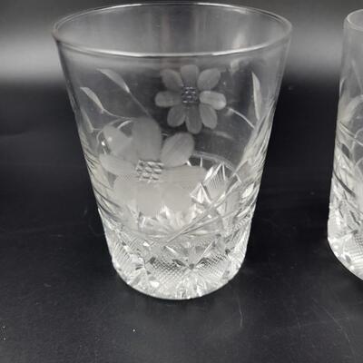 BRILLIANT CUT GLASS SET OF 2 FLOWERS