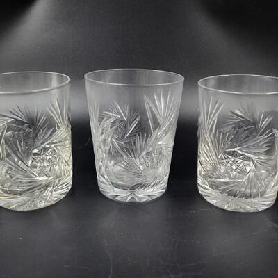 AMAZING CUT GLASS SET OF 3 GLASSES