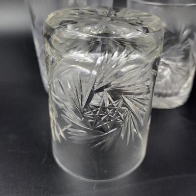 AMAZING CUT GLASS SET OF 3 GLASSES
