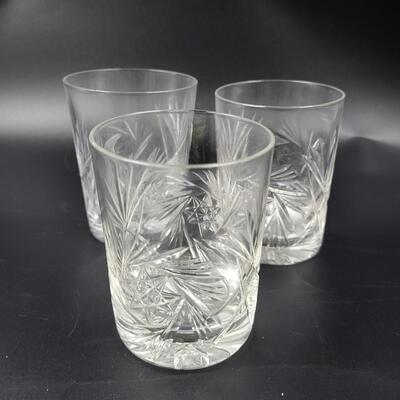 AMAZING CUT GLASS SET OF 3 GLASSES