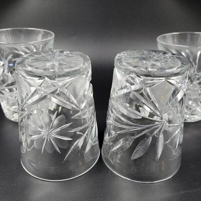 VINTAGE SET OF 4 CUT GLASS DECORATIVE GLASSES