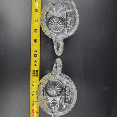 BEAUTIFUL HEAVY CUT GLASS CREAM AND SUGAR SET