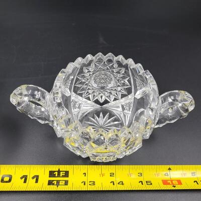BEAUTIFUL HEAVY CUT GLASS CREAM AND SUGAR SET