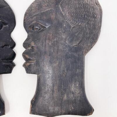 VINTAGE 10â€ CARVED AFRICAN HEAD SCULPTURES