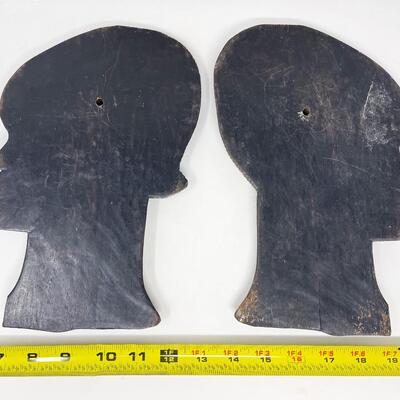 VINTAGE 10â€ CARVED AFRICAN HEAD SCULPTURES