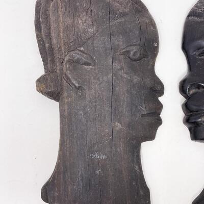 VINTAGE 9.5â€ CARVED AFRICAN HEAD SCULPTURES