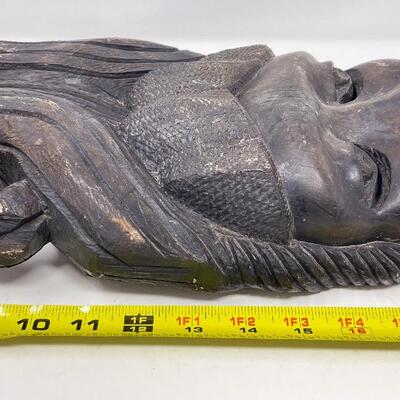 VINTAGE 14â€ CARVED AFRICAN MASK SCULPTURE