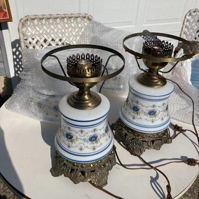 Vintage Matching Pair of Hurricane Lamps