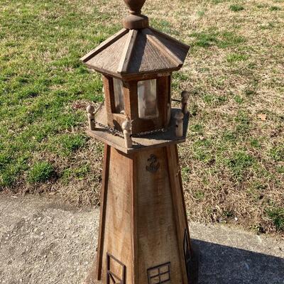 Wooden Lighthouse Lawn Light and Display 38â€ high