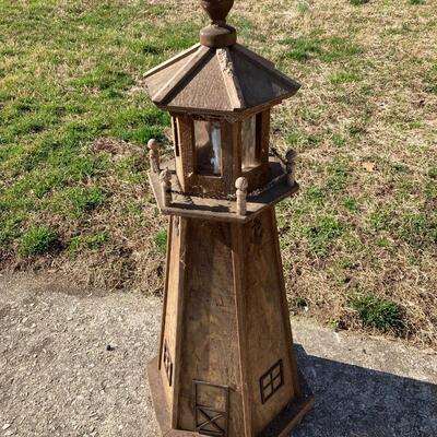 Wooden Lighthouse Lawn Light and Display 38â€ high