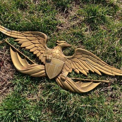 Painted Gold Metal American Eagle Wall Hanging 27â€