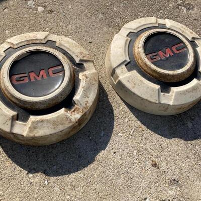 Pair of Vintage GMC Hubcaps 11â€