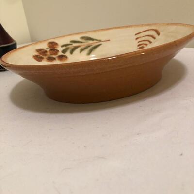 Hand painted Williams Sonoma Bowl & Three Ceramic Bud Bases (UR-KM)