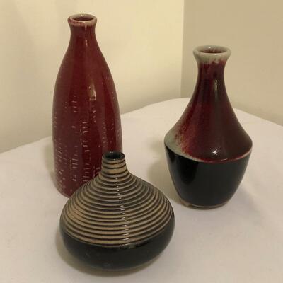 Hand painted Williams Sonoma Bowl & Three Ceramic Bud Bases (UR-KM)