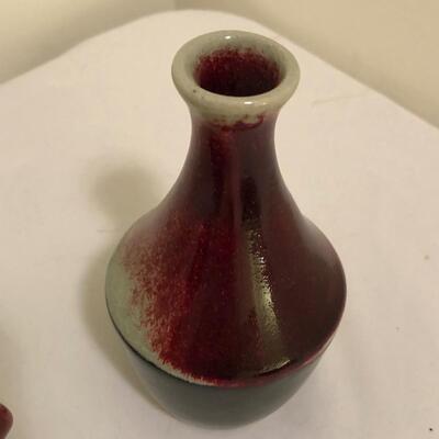 Hand painted Williams Sonoma Bowl & Three Ceramic Bud Bases (UR-KM)