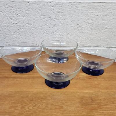 COLBALT BLUE & CLEAR BOWL SET OF 4
