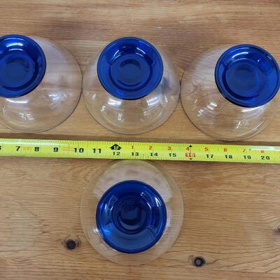 COLBALT BLUE & CLEAR BOWL SET OF 4