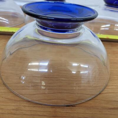 COLBALT BLUE & CLEAR BOWL SET OF 4