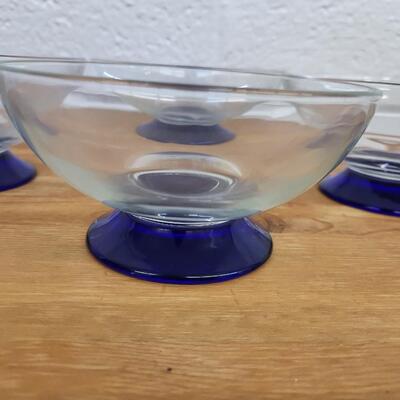 COLBALT BLUE & CLEAR BOWL SET OF 4